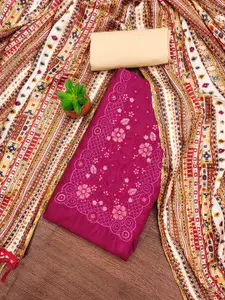 MANVAA Floral Embroidered Sequinned Silk Cotton Unstitched Dress Material