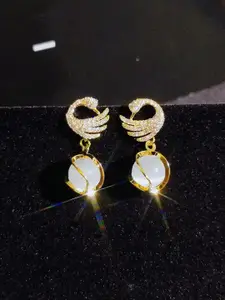 Celestique Gold-Plated Pearls Beaded Contemporary Drop Earrings