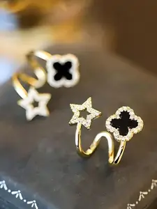 Celestique Korean Artificial Stones Studded Contemporary Shaped Studs