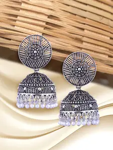 Anouk Rhodium-Plated Dome Shaped Oxidised Jhumkas