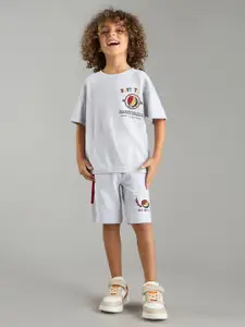 max Boys Typographic Printed Pure Cotton T-Shirt With Shorts