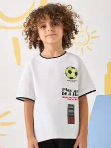 max Boys Typography Printed Round Neck Cotton T-shirt