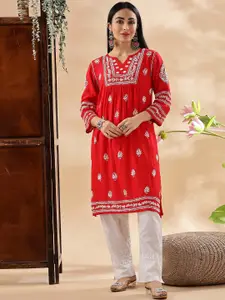 Club Loom Ethnic Motifs Embroidered Chikankari Straight Kurta