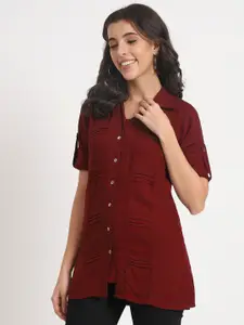 ANGOORI FASHION Women Straight Fit Spread Collar Solid Casual Shirt