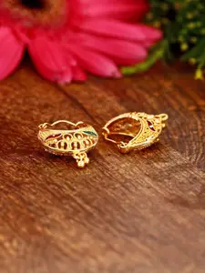 DIVASTRI Gold Plated Crescent Shaped Drop Earrings