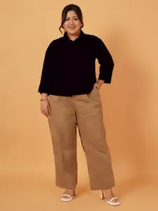 ANGOORI FASHION Women Plus Size Straight Fit Spread Collar Solid Casual Shirt