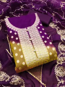 MANVAA Floral Woven Deisgn Organza Jacquard Unstitched Dress Material