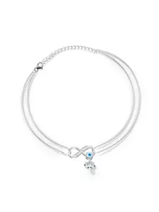 Kicky And Perky Sterling Silver Rhodium-Plated Infinity Shaped Anklet