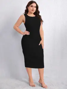 BAESD Round Neck Bodycon Midi Dress