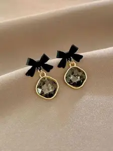 Celestique Crystals Studded Bow Contemporary Shaped Korean Studs