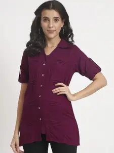 ANGOORI FASHION Women Straight Fit Spread Collar Solid Casual Shirt