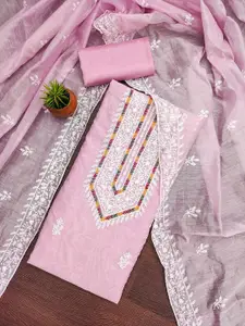 MANVAA Floral Embroidered Unstitched Dress Material