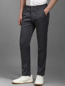 Louis Philippe Men Self Design Slim Fit Mid-Rise Trousers