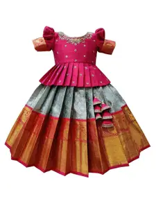 Wommaniya Impex Girls Embroidered Sequinned Ready To Wear Lehenga & Choli