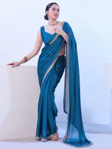 Satrani Embellished Beads and Stones Pure Chiffon Saree