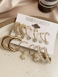 Celestique Set of 9 Gold-Plated Crescent Shaped Half Hoop Earrings