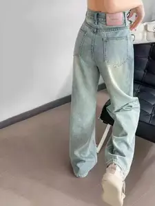 DressBerry Women Wide Leg High-Rise Light Fade Jeans