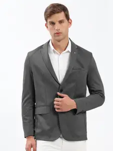 SHOWOFF Slim-Fit Notched Lapel Collar Cotton Single-Breasted Casual Blazer