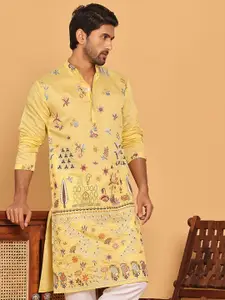 Jompers Men Floral Embroidered Chikankari Floral Kurta