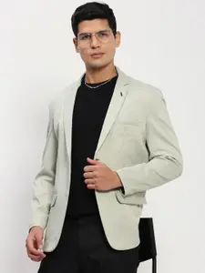 SHOWOFF Self-Design Cotton Slim-Fit Single-Breasted Blazer