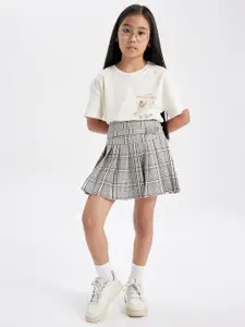 DeFacto Girls Checked Pleated Mini Skirt