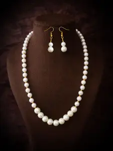 aadita Gold-Plated Pearls Beaded Necklace & Earrings