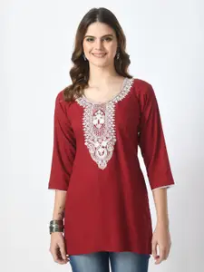 LIBOZA Floral Embroidered Chikankari Chikankari Kurti