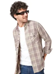 TRYBUY.IN Men Standard Fit Spread Collar Tartan Checked Cotton Casual Shirt