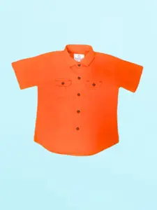FASHION GRAB Boys Classic Fit Spread Collar Solid Cotton Casual Shirt