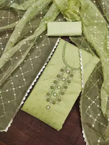 ASISA Ethnic Motifs Printed Beads And Stones Organza Unstitched Dress Material