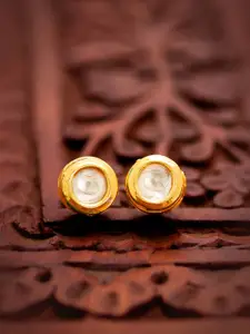 aadita Gold-Plated Artificial Stones Studded Circular Shaped Studs