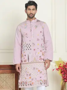 Jompers Men Floral Embroidered Chikankari Floral Kurta