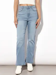 ONLY Women Flared High-Rise Light Fade Stretchable Jeans