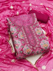 ASISA Floral Printed Sequinnce Embellished Unstitched Dress Material