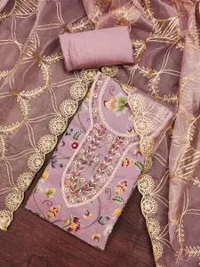 ASISA Floral Printed Beads And Stones Unstitched Dress Material