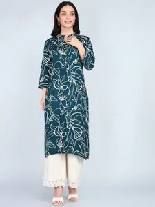 Tviksha Fashion Floral Printed Mandarin Collar Straight Kurta