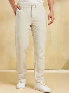 Fabindia Men Slim Fit Mid-Rise Linen Trousers
