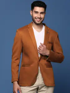 SHOWOFF Notched Lapel Slim-Fit Cotton Single Breasted Blazer