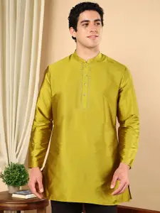 TATTVA Mandarin Collar Thread Work Straight Short Kurta