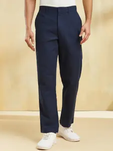 Fabindia Men Straight Fit Mid-Rise Trousers