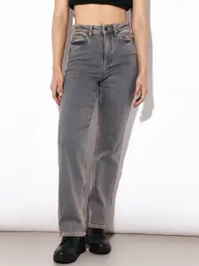 ONLY Women Straight Fit High-Rise Heavy Fade Acid Wash Jeans