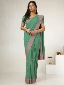 Soch Ethnic Motifs Beads and Stones Pure Georgette Saree