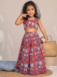 BAESD Girls Floral Printed Ready To Wear Lehenga & Choli
