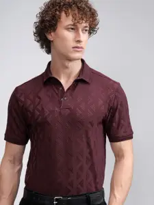 HIGHLANDER Men Self Design Regular Fit Polo T-Shirt