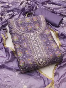 ASISA Floral Printed Sequined Embellished Unstitched Dress Material