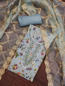 ASISA Floral Printed Beads And Stones Unstitched Dress Material