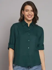 Funday Fashion Women Regular Fit Spread Collar Solid Casual Shirt