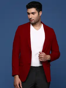SHOWOFF Slim-Fit Notched Lapel Collar Single-Breasted Cotton Casual Blazer