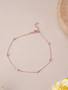 LIORA 925 Silver Jewellery Sterling Silver Dual Tone Anklet