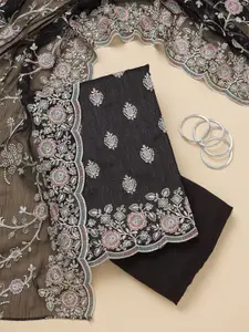 Koskii Floral Embroidered Sequinned Unstitched Dress Material